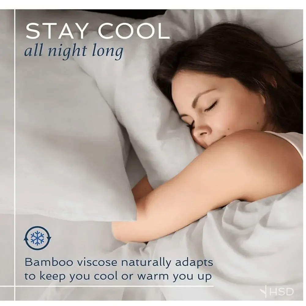 Luxurious Oeko-Tex Bamboo Navy Duvet Cover Bed Twin-XL New! ⚡️ Free Shipping
